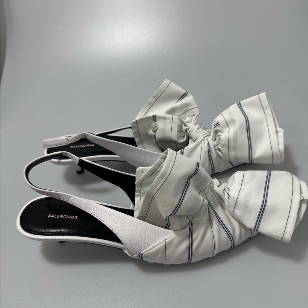 Balenciaga Knife Chemise 40MM Slingback Pumps White Women’s EU 39/US 9 - Picture 6 of 10